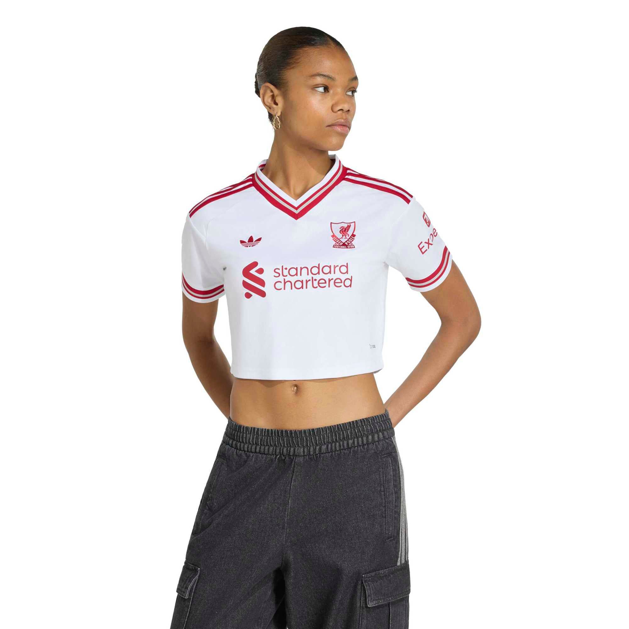 Women's adidas White Liverpool 2026/27 Away Cropped Replica Jersey