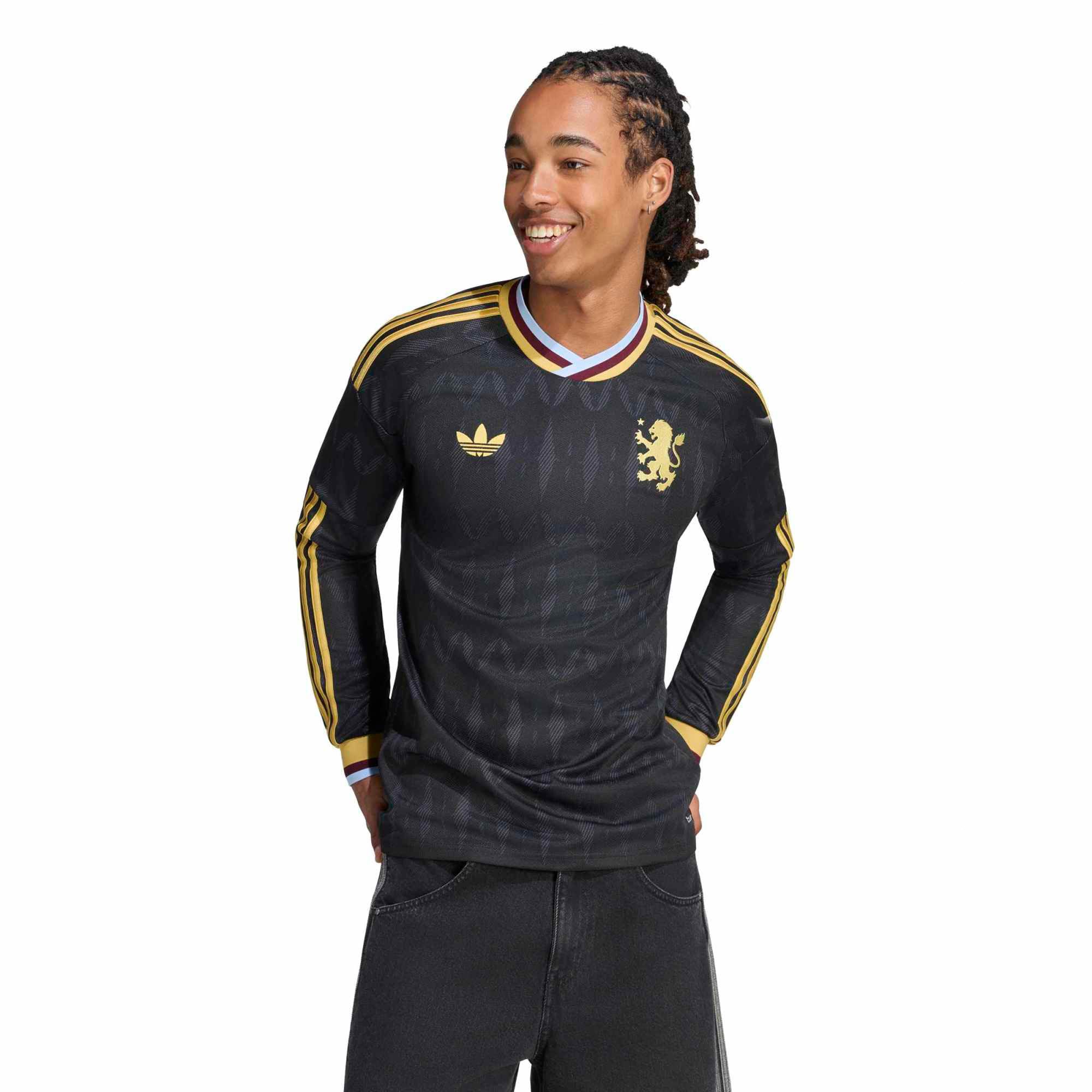 Men's adidas Black Aston Villa 2026/27 Away Replica Long Sleeve Jersey