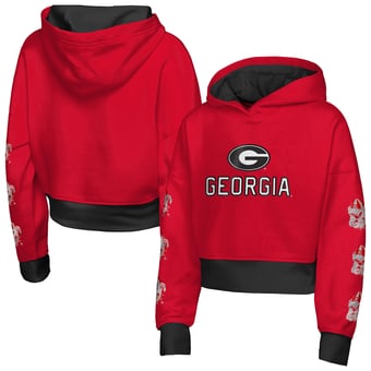 Girls Youth Outerstuff Red Georgia Bulldogs Fair Catch Poly Fleece Hoodie