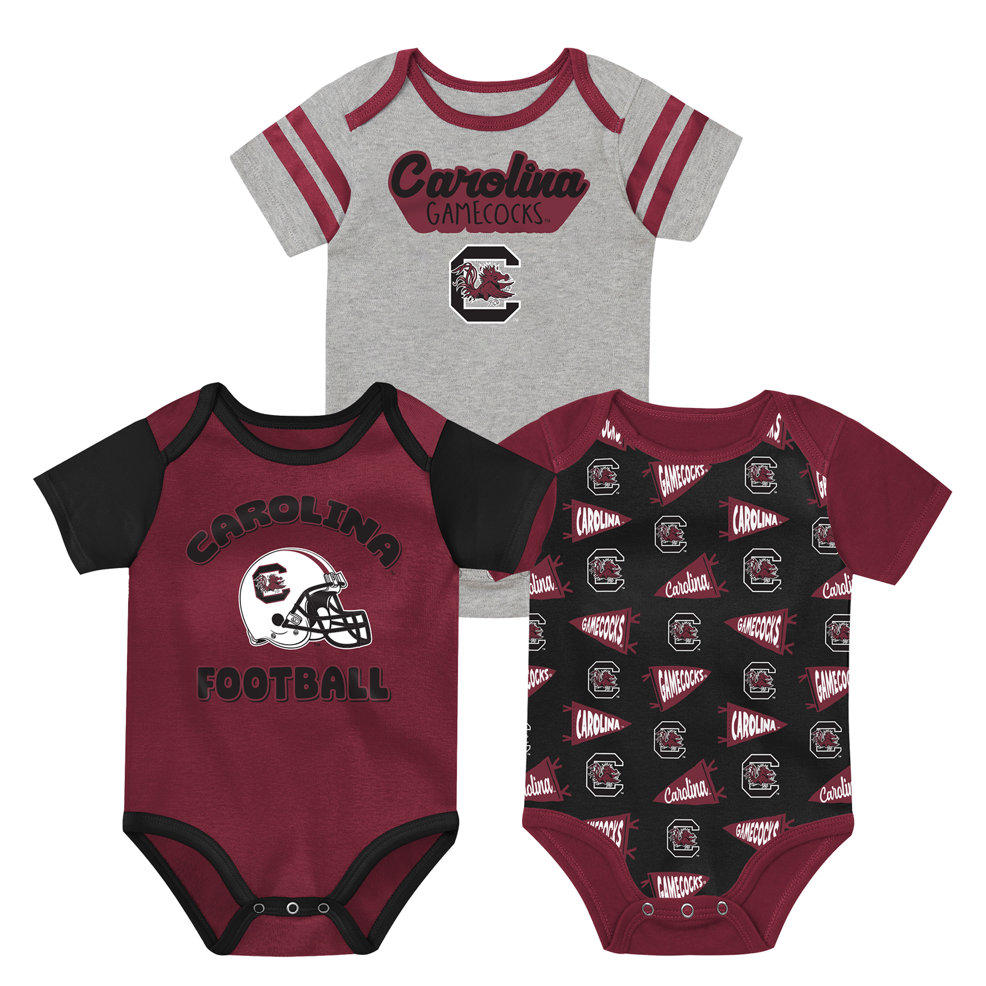 Infant Outerstuff South Carolina Gamecocks Star Player Three-Piece Bodysuit Set Infant Outerstuff South Carolina Gamecocks Star Player Three-Piece Bodysuit Set