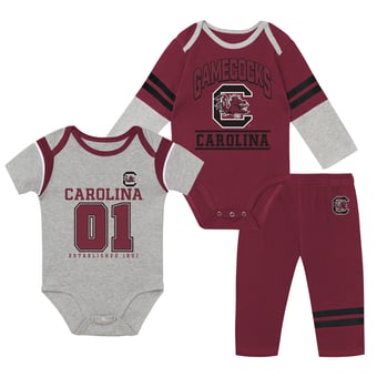 Infant Outerstuff South Carolina Gamecocks Double Up Three-Piece Bodysuits & Pants Set