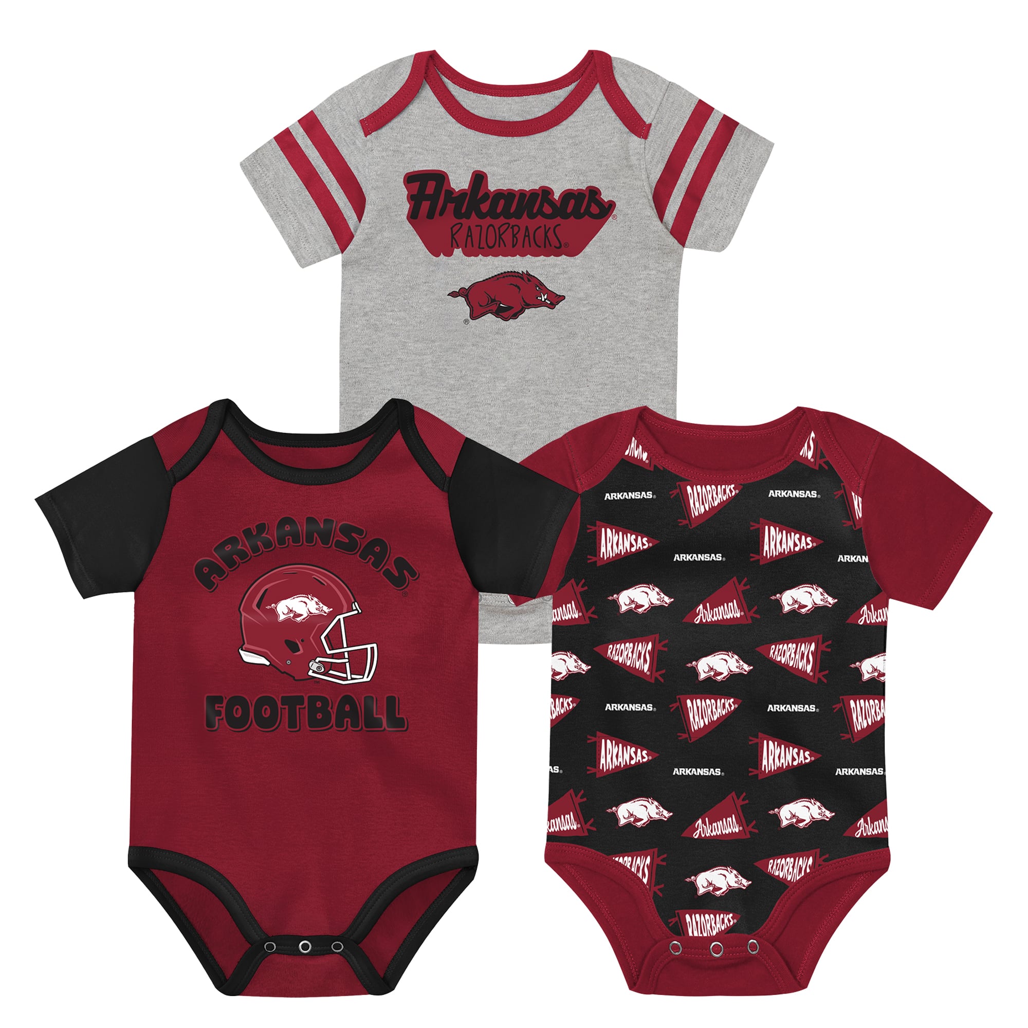 Newborn Outerstuff  Cardinal Arkansas Razorbacks Star Player Three-Piece Bodysuit Set