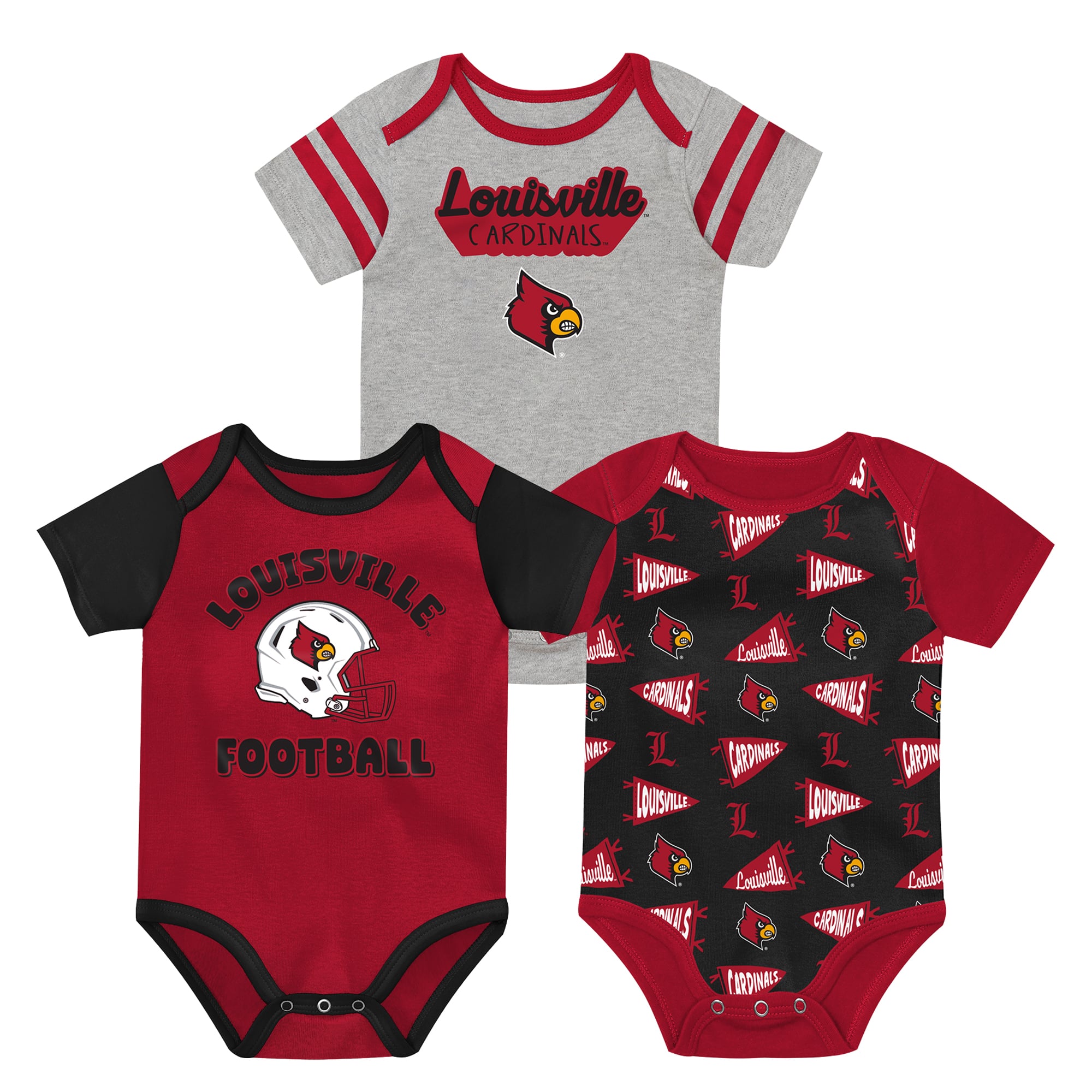 Newborn Outerstuff Red Louisville Cardinals Star Player Three-Piece Bodysuit Set