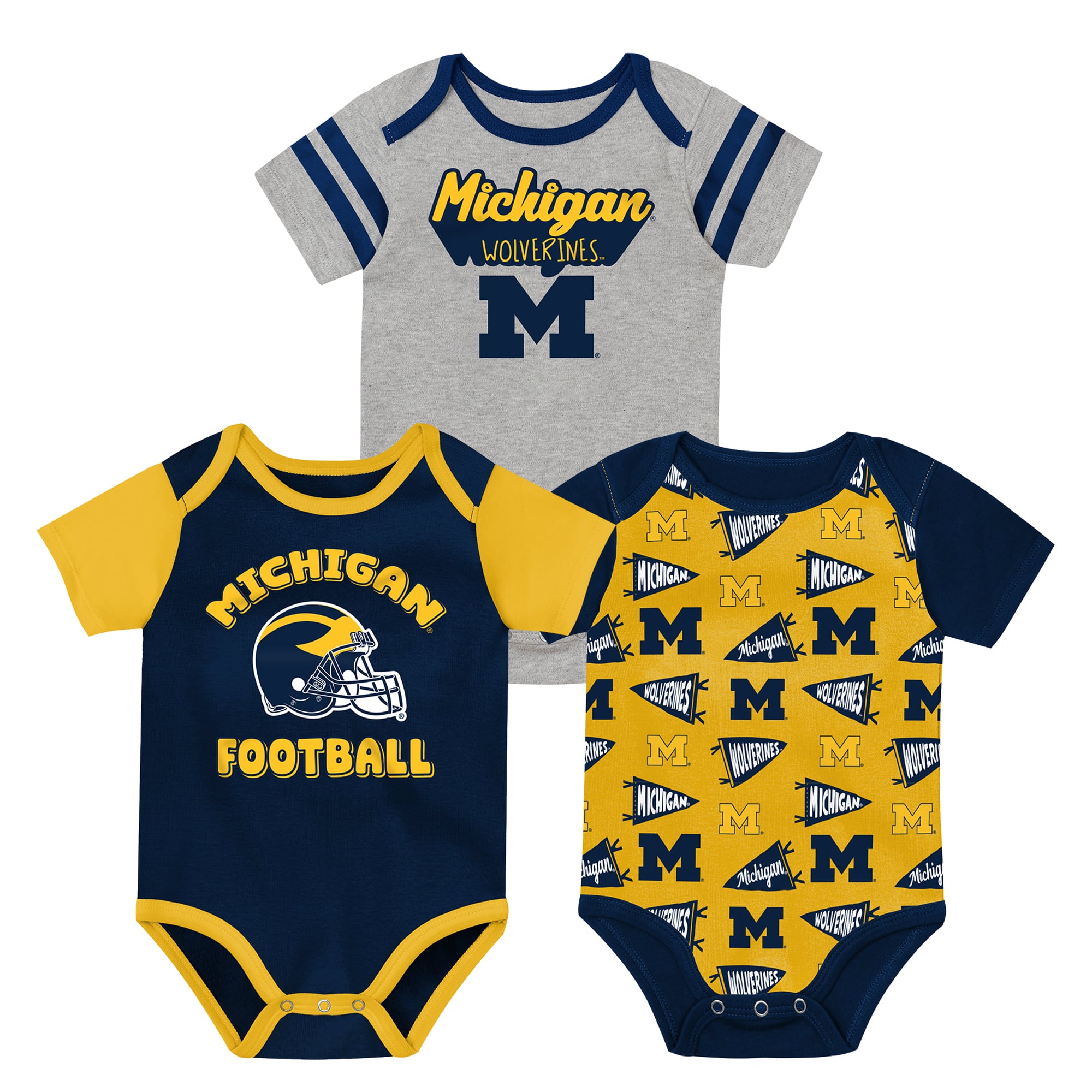 Newborn Outerstuff  Navy Michigan Wolverines Star Player Three-Piece Bodysuit Set