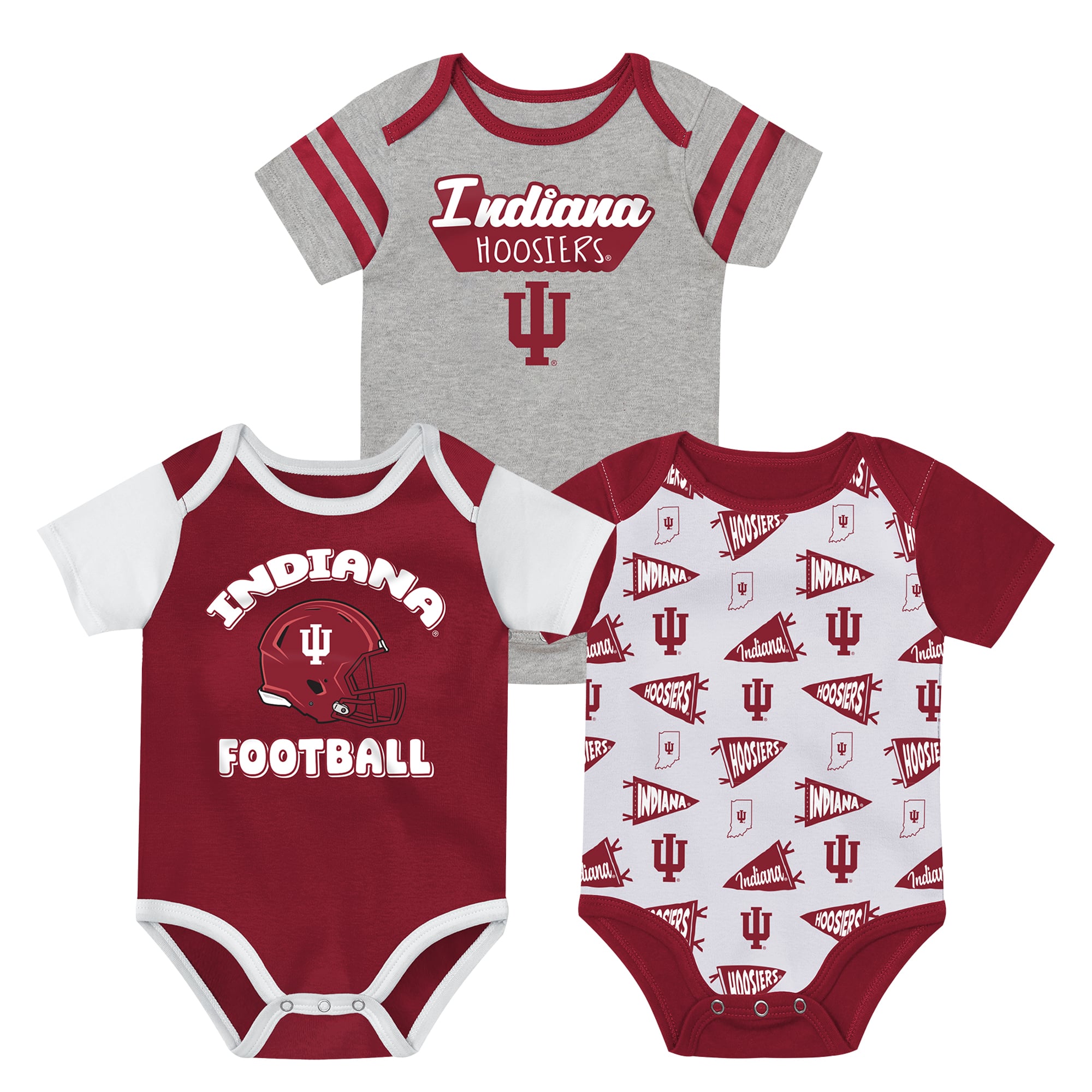 Newborn Outerstuff  Crimson Indiana Hoosiers Star Player Three-Piece Bodysuit Set