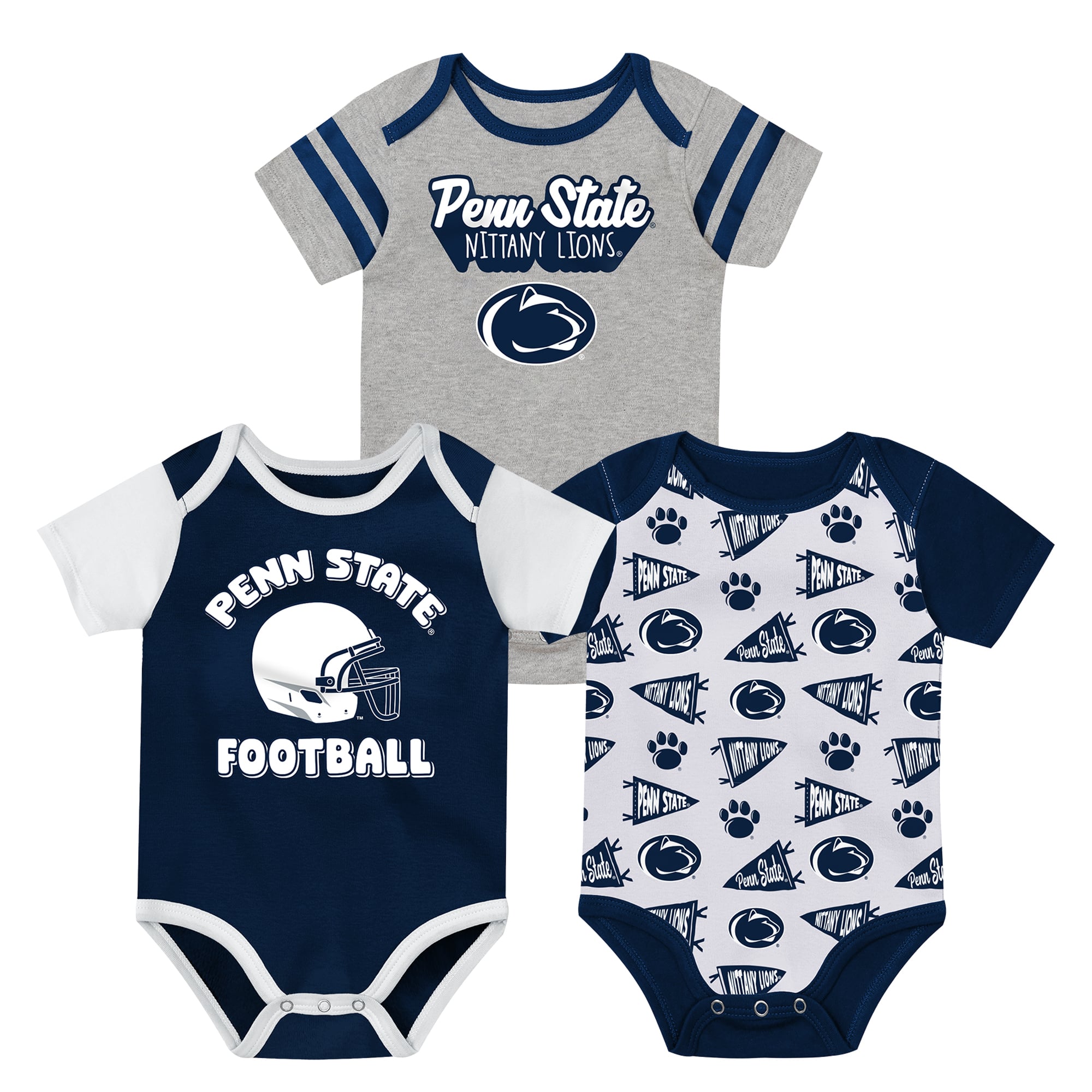 Newborn Outerstuff  Navy Penn State Nittany Lions Star Player Three-Piece Bodysuit Set
