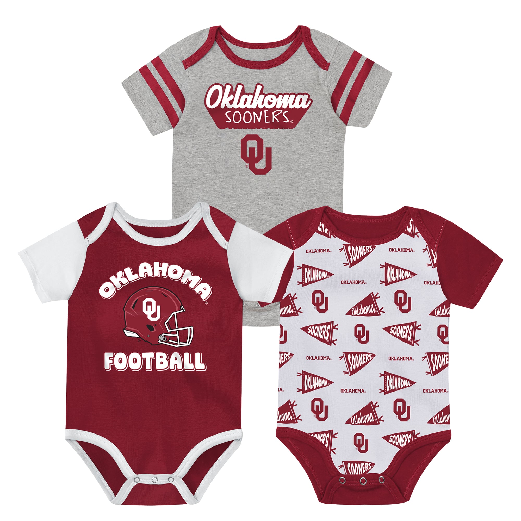 Newborn Outerstuff  Crimson Oklahoma Sooners Star Player Three-Piece Bodysuit Set
