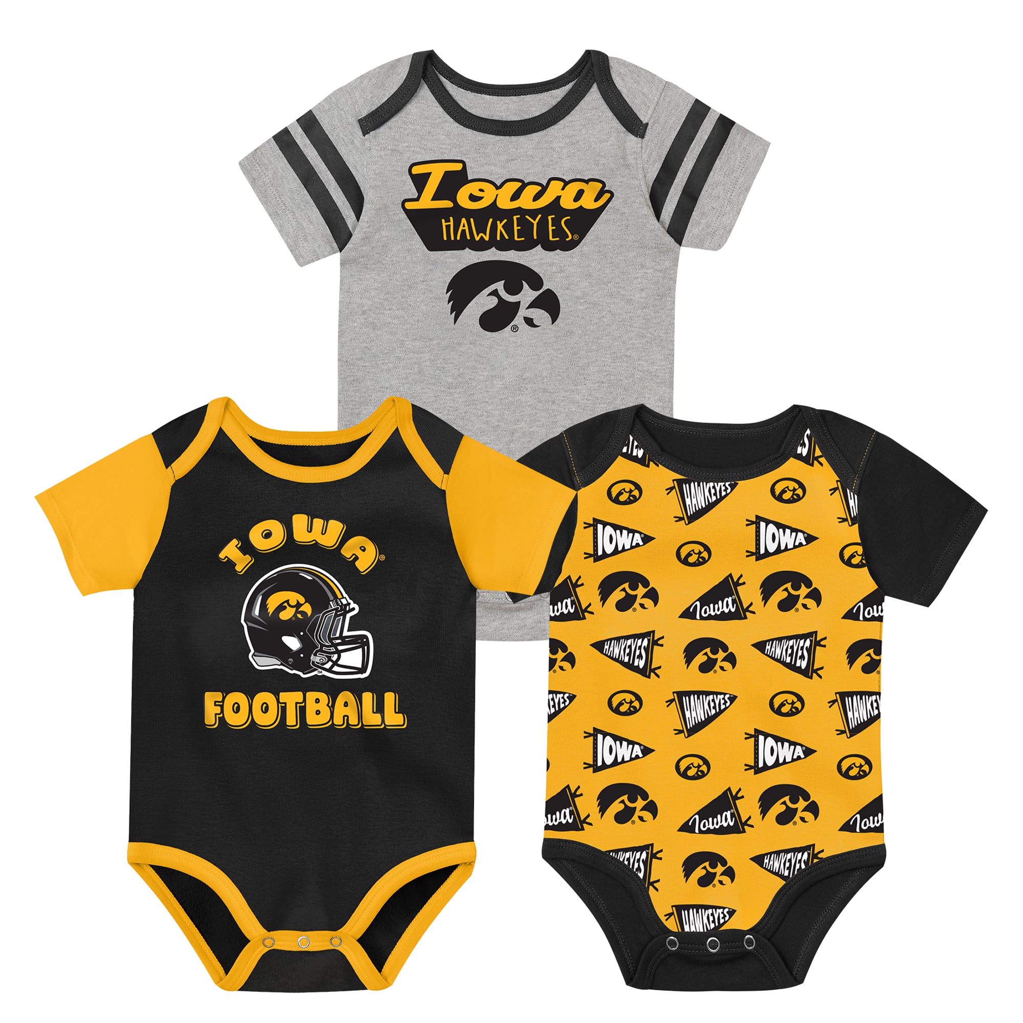 Newborn Outerstuff Black Iowa Hawkeyes Star Player Three-Piece Bodysuit Set
