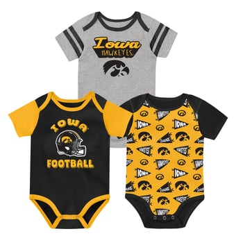 Newborn Outerstuff  Black Iowa Hawkeyes Star Player Three-Piece Bodysuit Set