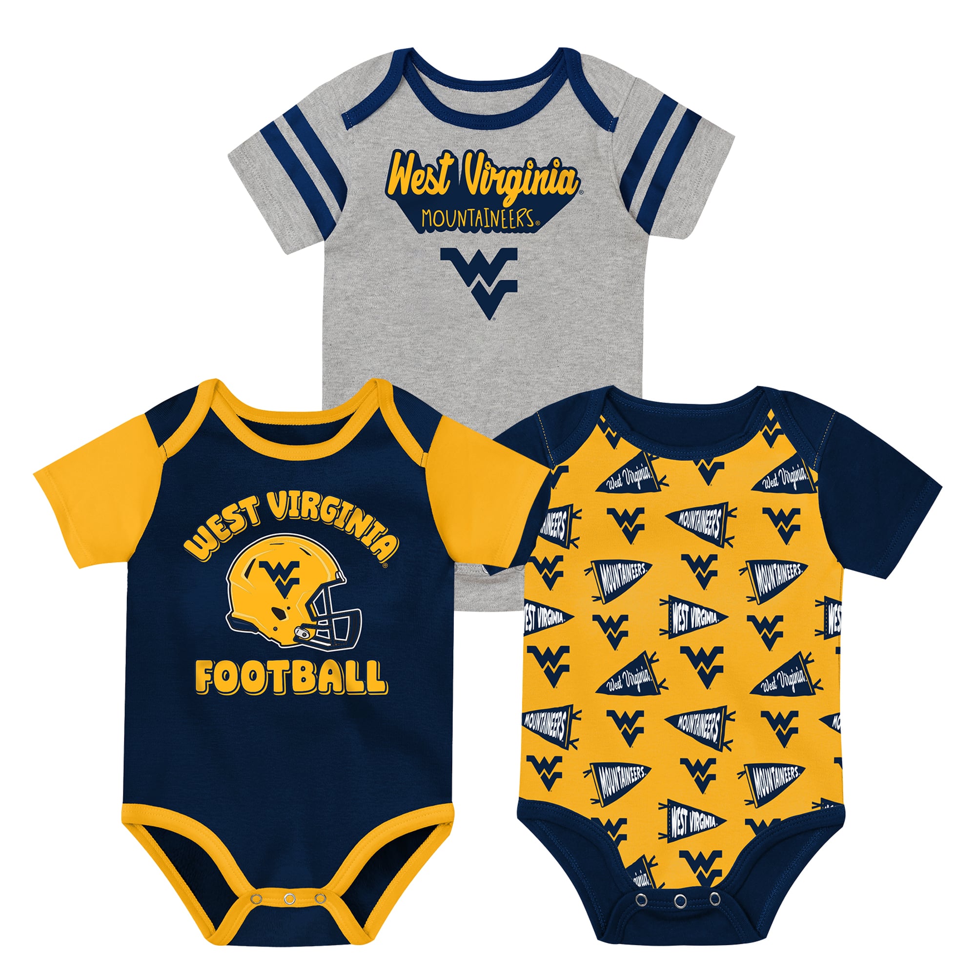 Newborn Outerstuff Navy West Virginia Mountaineers Star Player Three-Piece Bodysuit Set