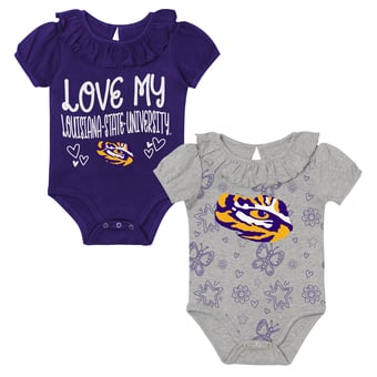 Infant Outerstuff  Purple/Gray LSU Tigers Two-Pack Playtime Ruffle Bodysuit Set