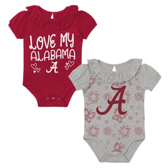 Infant Outerstuff  Crimson/Gray Alabama Crimson Tide Two-Pack Playtime Ruffle Bodysuit Set