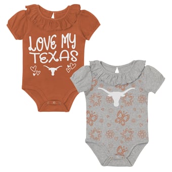 Infant Outerstuff  Texas Orange/Gray Texas Longhorns Two-Pack Playtime Ruffle Bodysuit Set
