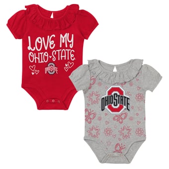 Infant Outerstuff  Scarlet/Gray Ohio State Buckeyes Two-Pack Playtime Ruffle Bodysuit Set
