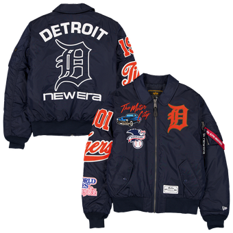 Men's New Era x Alpha Industries Navy Detroit Tigers MA-1 Full-Zip Bomber Jacket