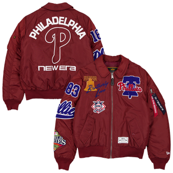 Men's New Era x Alpha Industries Burgundy Philadelphia Phillies MA-1 Full-Zip Bomber Jacket