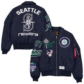 Men's New Era x Alpha Industries Navy Seattle Mariners MA-1 Full-Zip Bomber Jacket