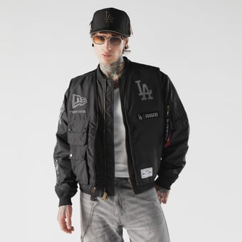 Men's New Era Black Los Angeles Dodgers 3-in-1 MA-1 Full-Zip Bomber Jacket and Vest