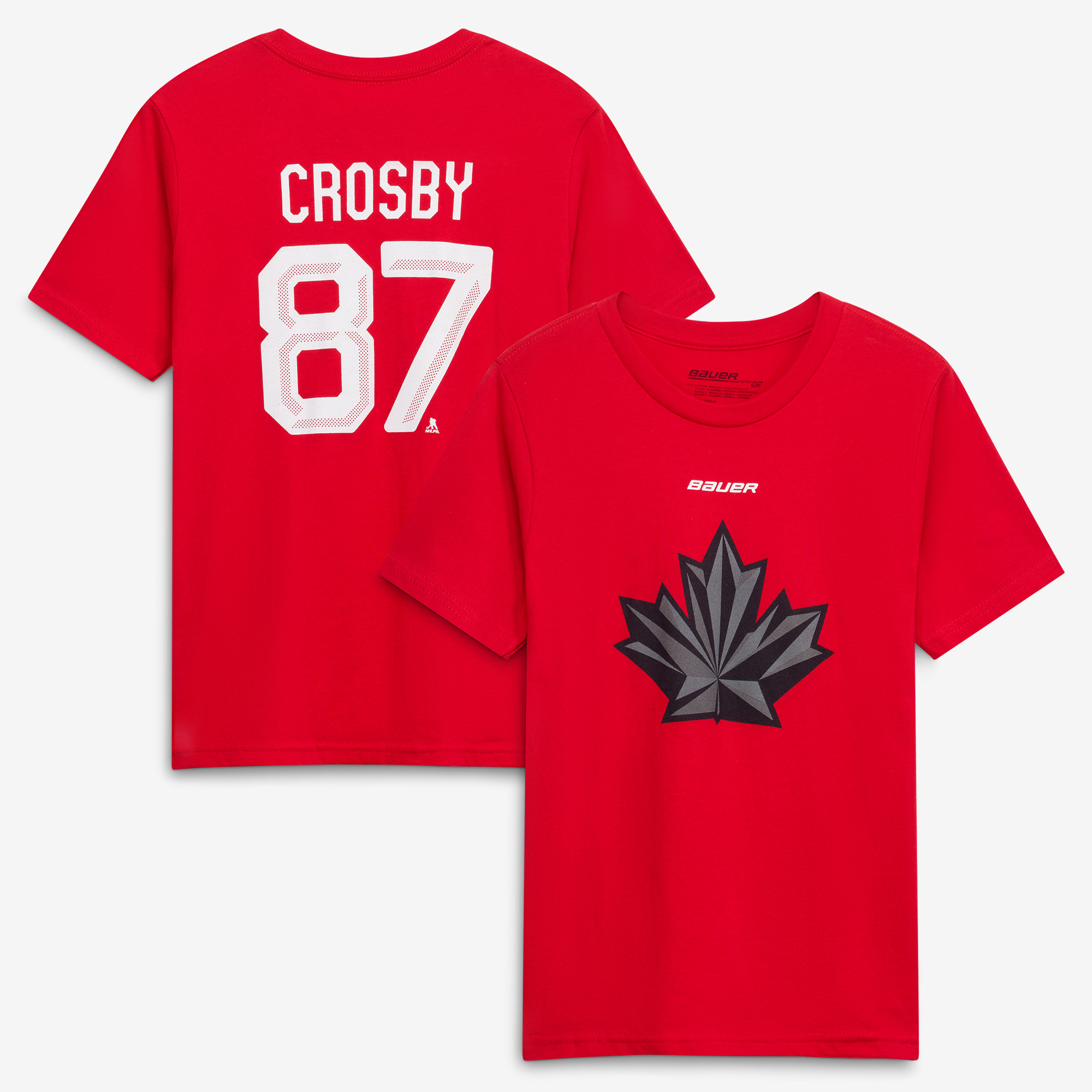 Youth Bauer Hockey Sidney Crosby Red 2026 Winter Olympics Name & Number T-Shirt