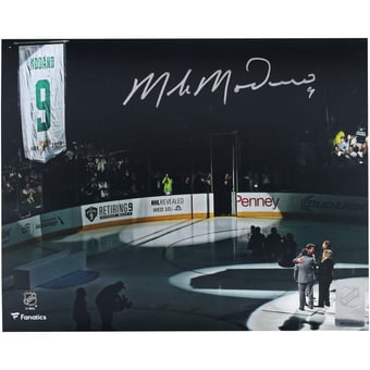 Mike Modano Dallas Stars Autographed 8" x 10" Jersey Retirement Night Photograph
