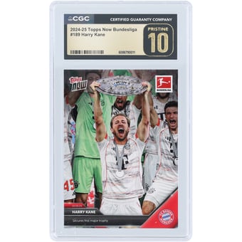 Harry Kane Bayern Munich 2025 Topps Now Secures First Major Trophy #189 CGC Authenticated Pristine 10 Card