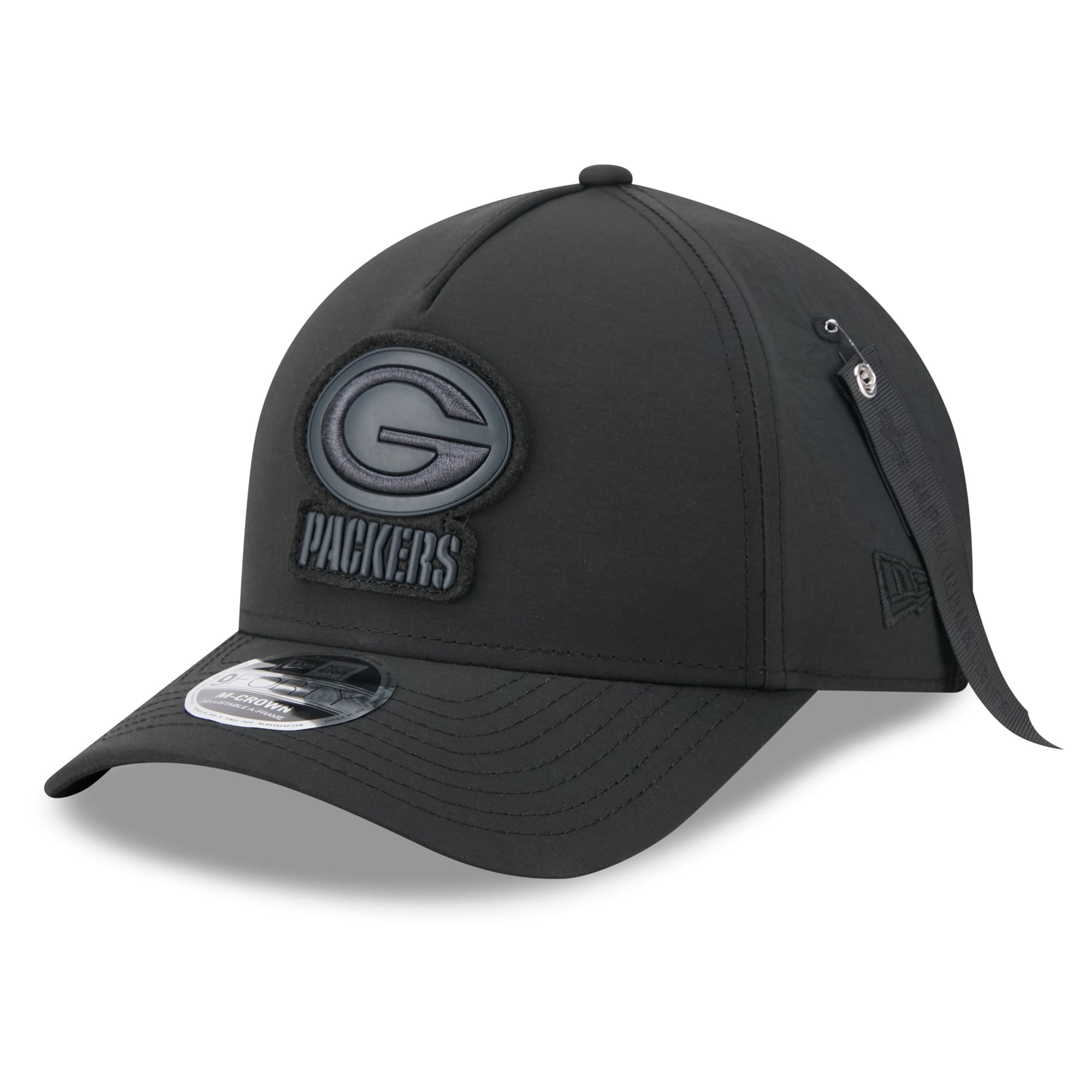 Men's New Era x Alpha Industries Black Green Bay Packers A-Frame 9FORTY Adjustable Hat