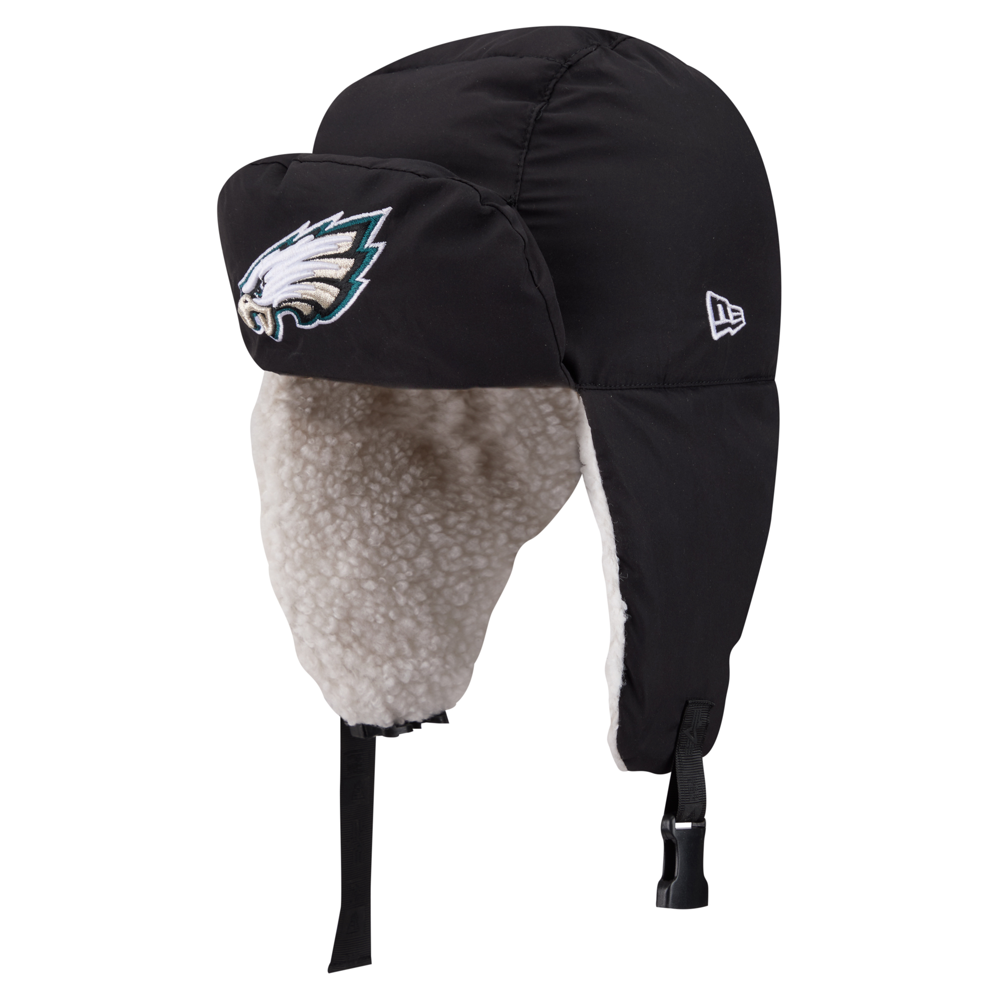 Men's New Era x Alpha Industries Black Philadelphia Eagles Puffer Quilted Trapper Hat