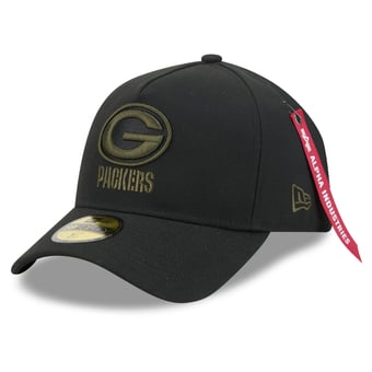 Men's New Era x Alpha Industries Black Green Bay Packers A-Frame 59FORTY Fitted Hat