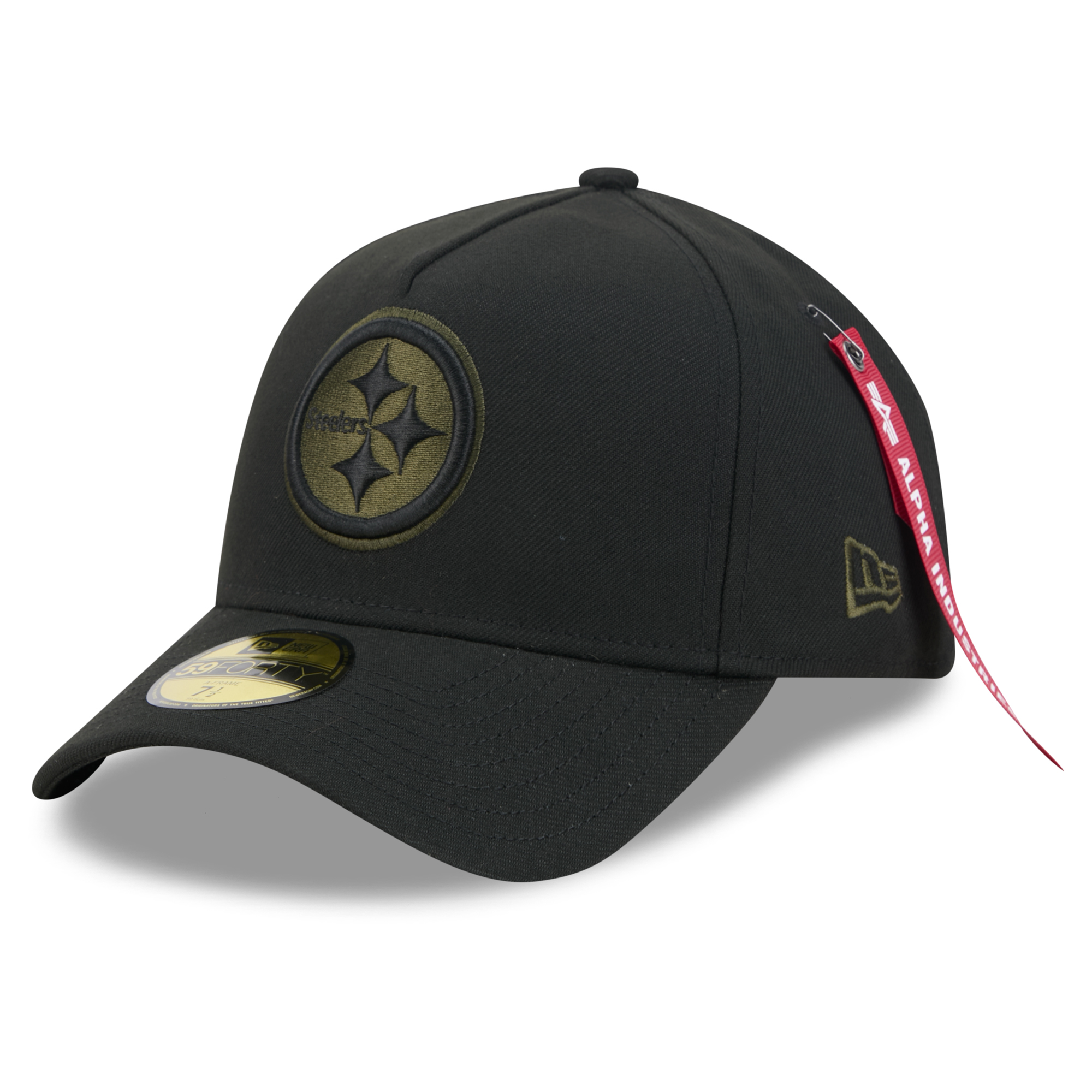Men's New Era x Alpha Industries Black Pittsburgh Steelers A-Frame 59FORTY Fitted Hat