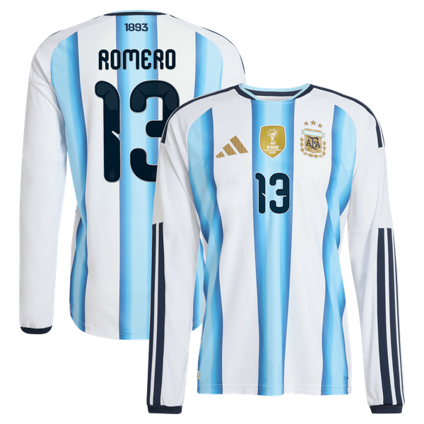 Maillot Domicile Authentic Argentine adidas 26 - Manches longues avec flocage Romero 13
