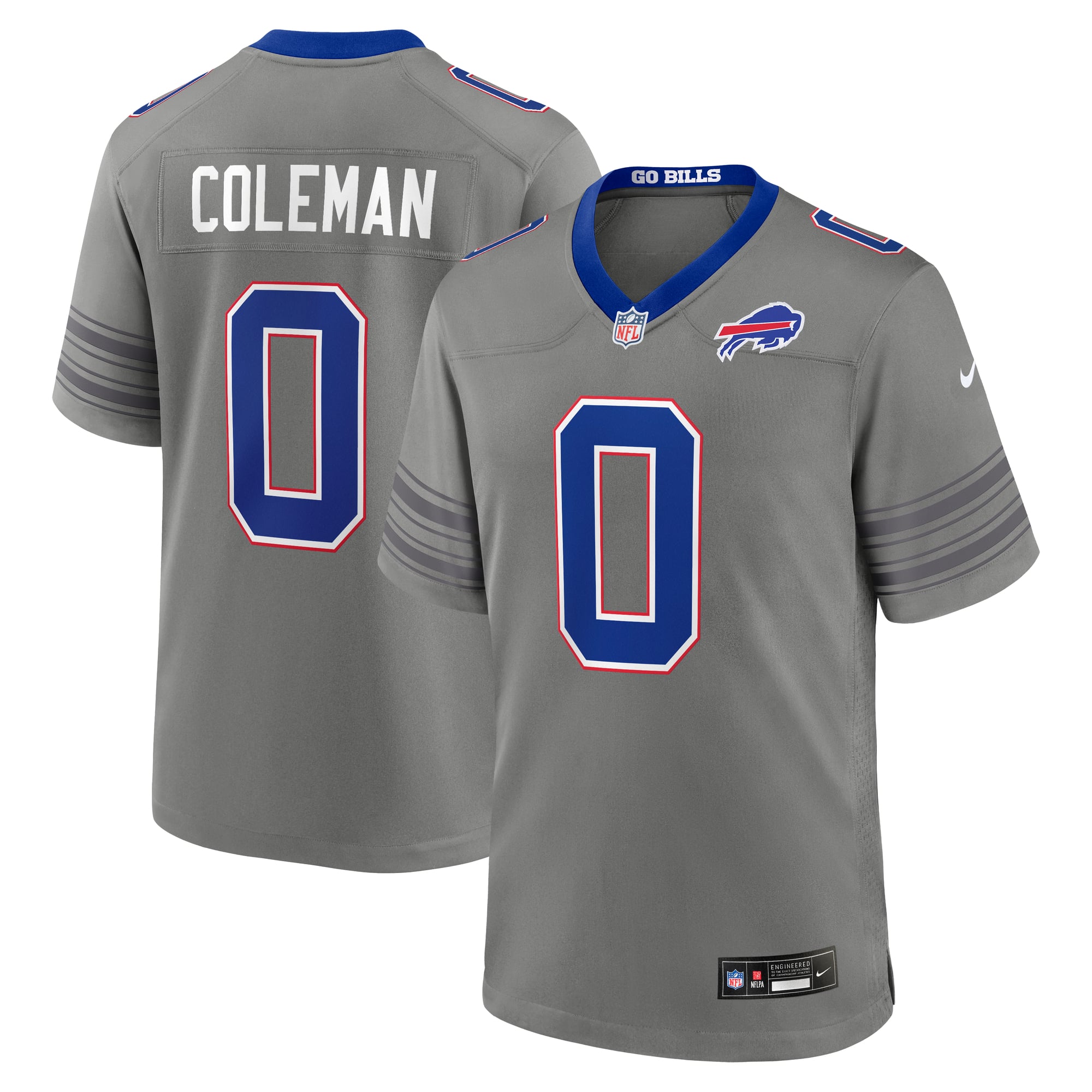 Maglia da gioco Nike da uomo Keon Coleman dei Buffalo Bills, colore grigio, modello Nickel City.