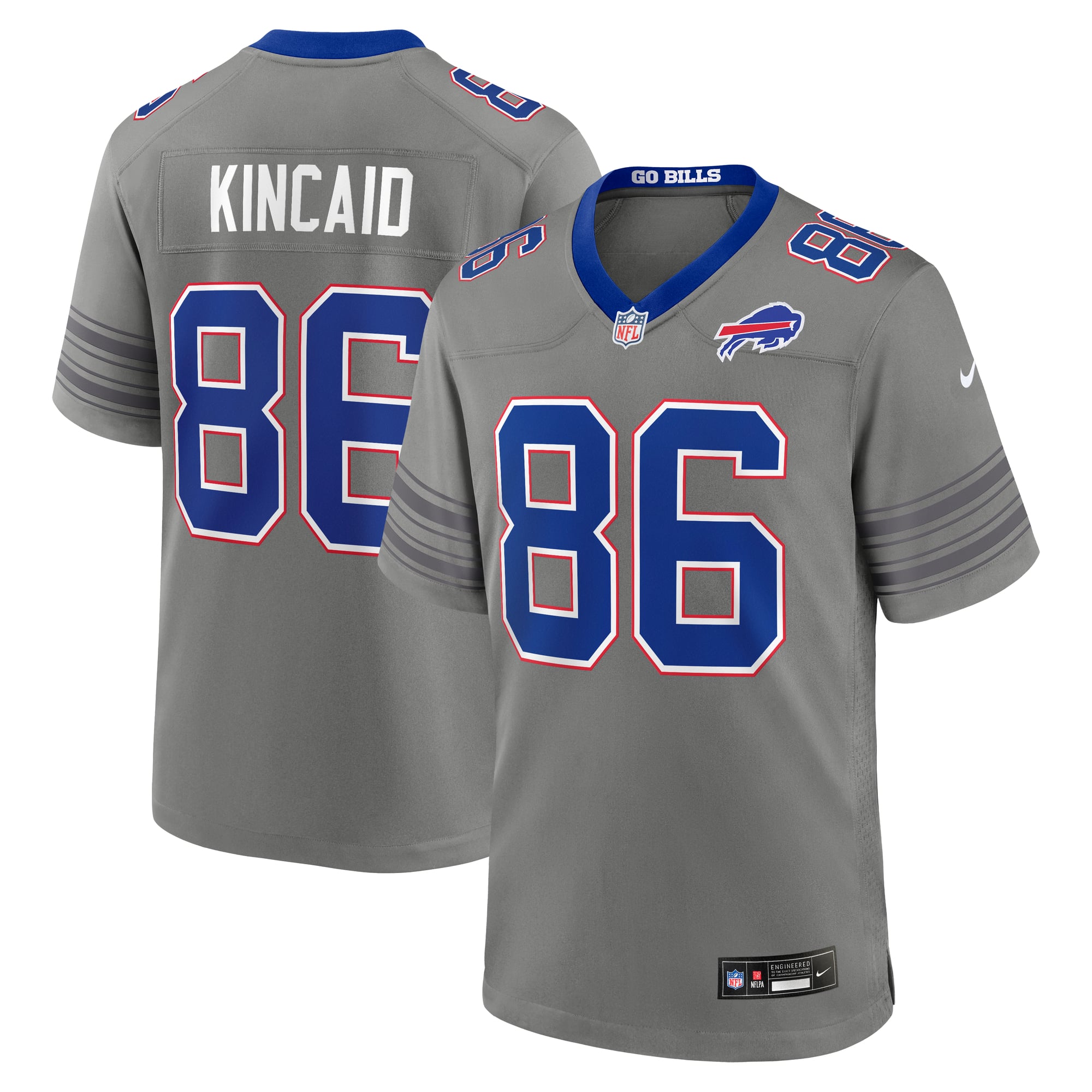 Maglia da gioco Nike da uomo Dalton Kincaid grigia dei Buffalo Bills Nickel City