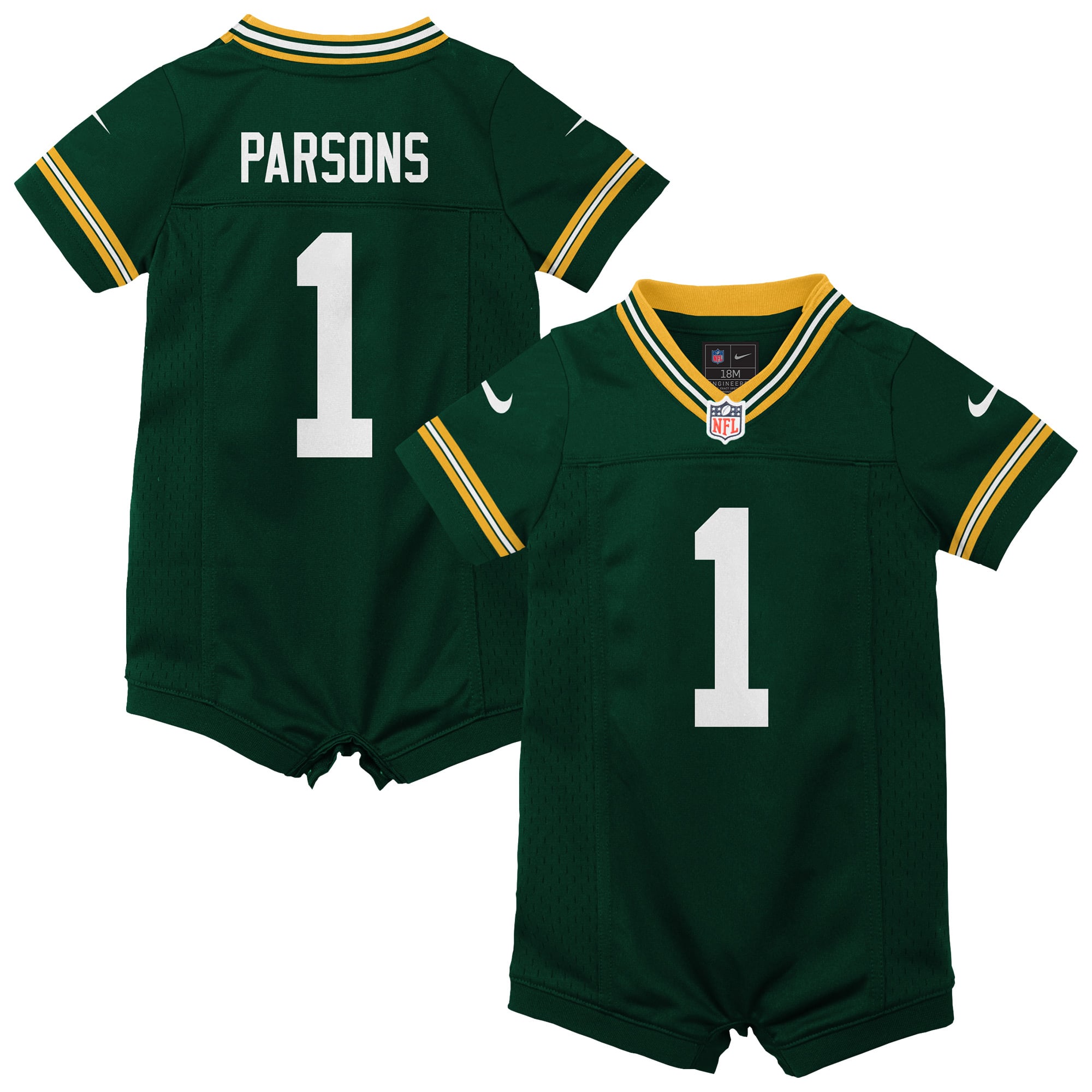 Newborn Nike Micah Parsons Green Green Bay Packers Romper Game Jersey