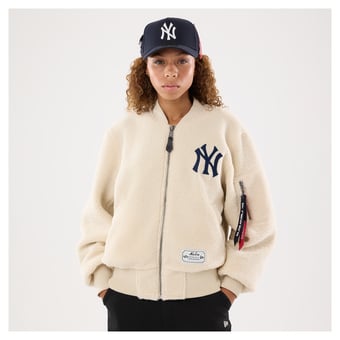 Women's New Era x Alpha Industries  White New York Yankees Sherpa Flight Jacket
