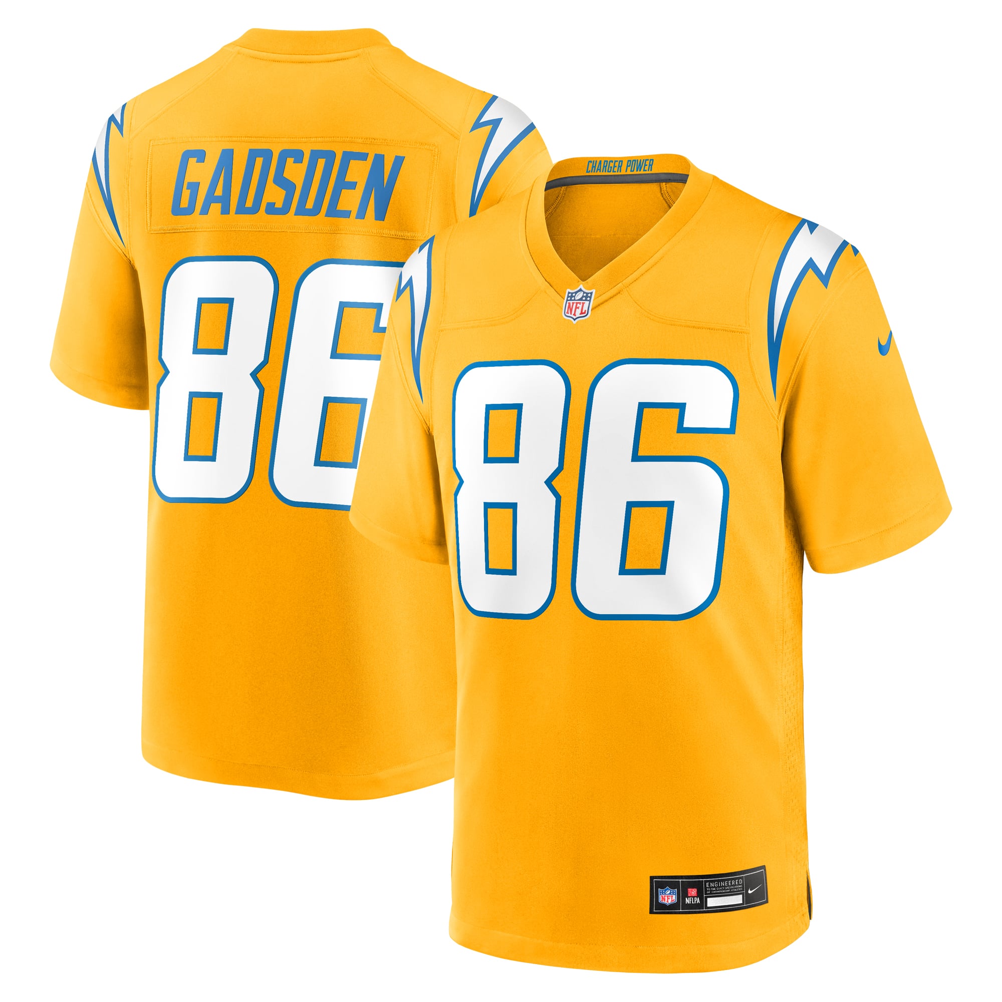 Men's Nike Oronde Gadsden Gold Los Angeles Chargers Alternate Charger Power Game Jersey