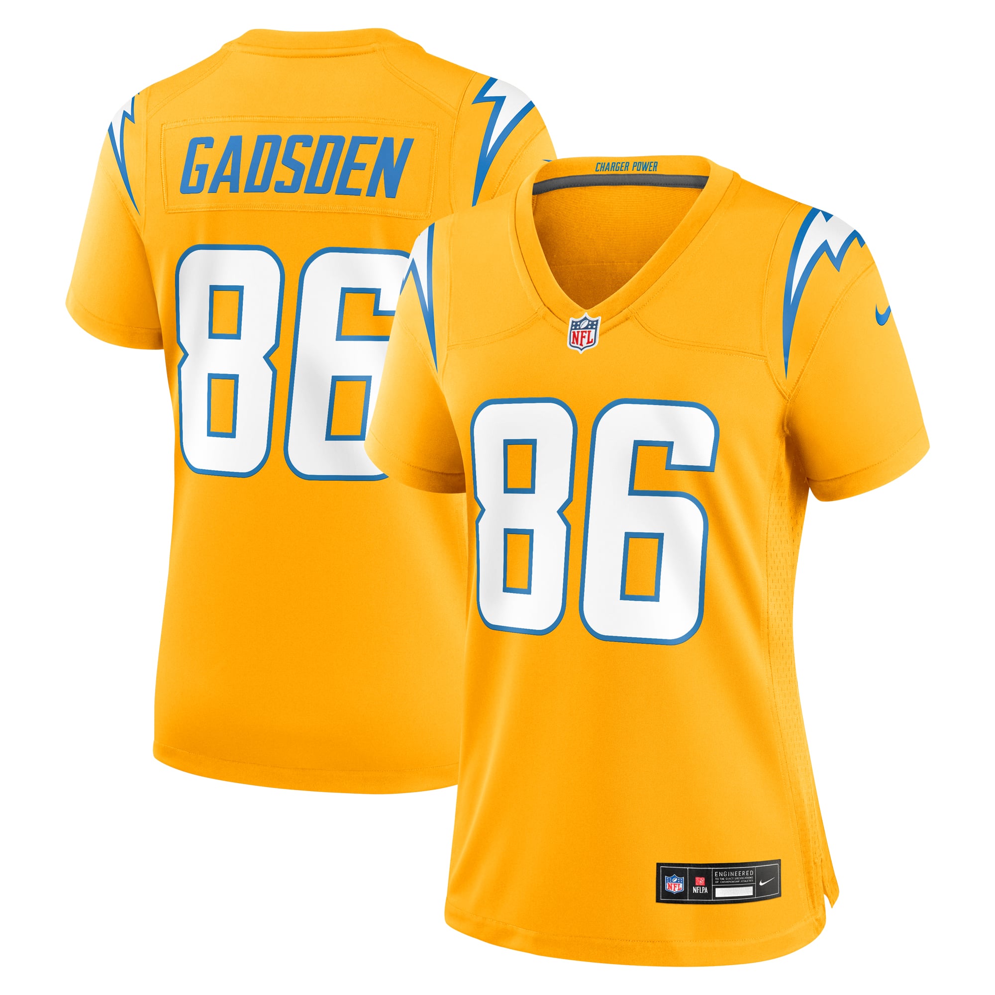 Women's Nike Oronde Gadsden Gold Los Angeles Chargers Alternate Charger Power Game Jersey