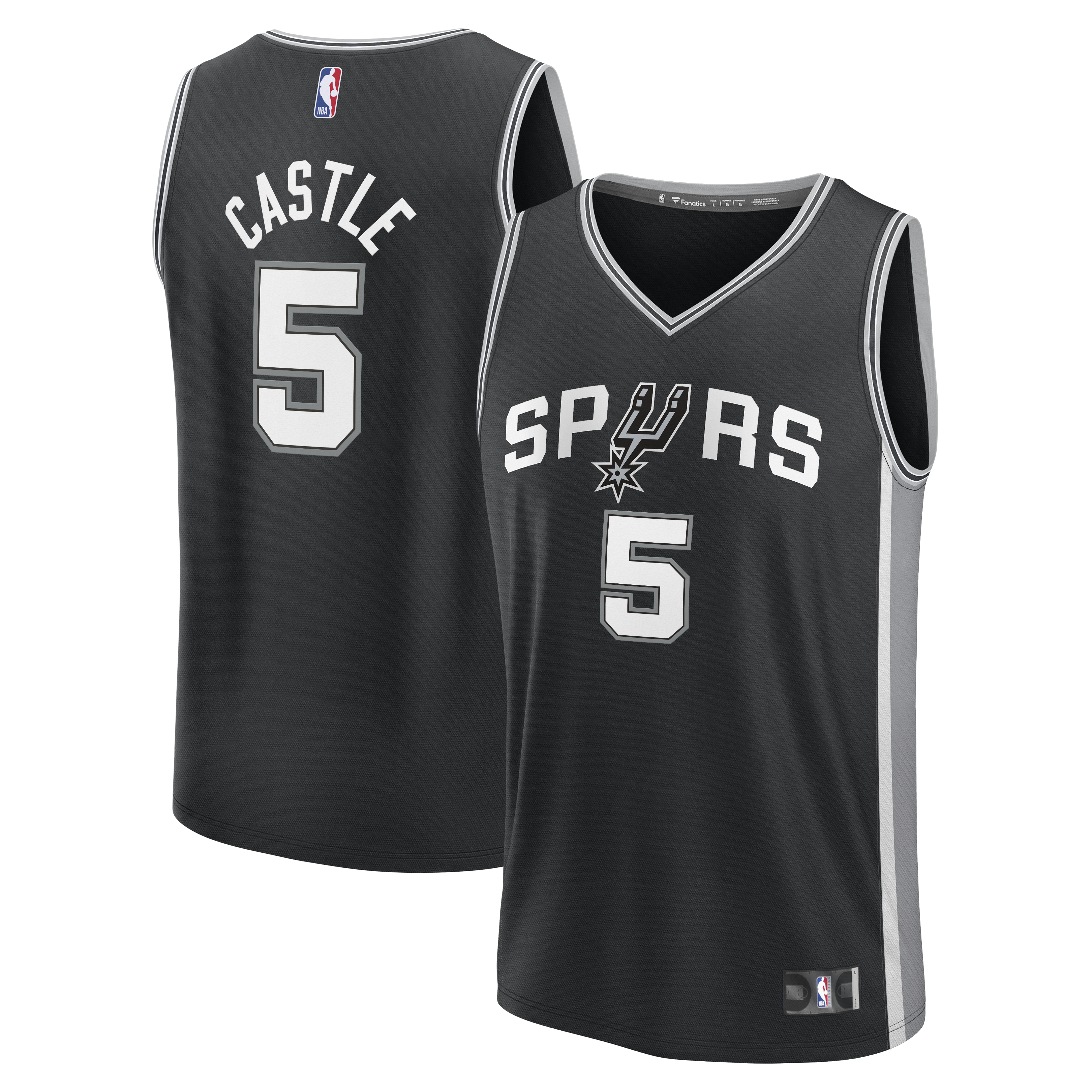 Men's Fanatics Stephon Castle Black San Antonio Spurs Fast Break Replica Jersey - Icon Edition