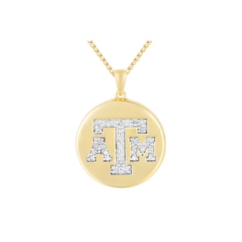 "FanDrip Texas A&M Aggies 14K Gold-Plated Silver Pendant Diamond Necklace with 18"" Chain"