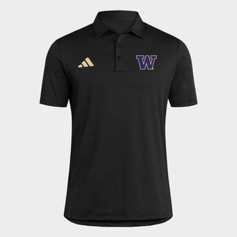 Men's adidas Black Washington Huskies Ultimate 365 Stripe Polo