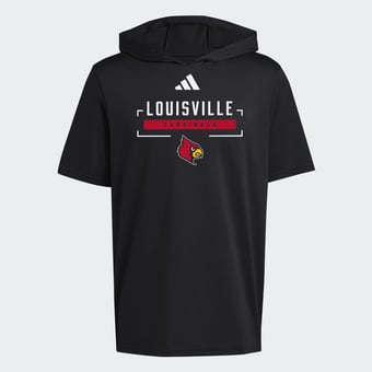 Men's adidas Black Louisville Cardinals D4T Short Sleeve Hooded AEROREADY T-Shirt