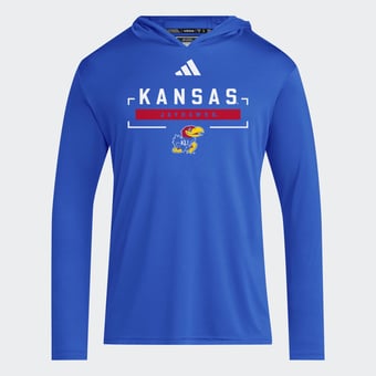 Men's adidas Royal Kansas Jayhawks D4T Long Sleeve Hooded T-Shirt