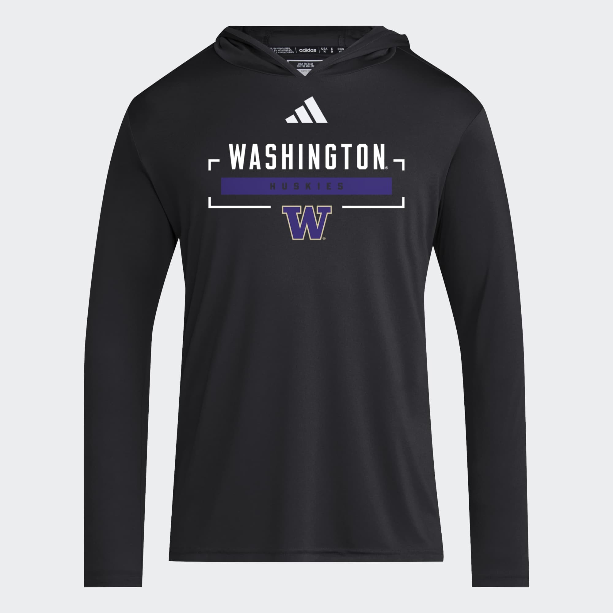 Men's adidas Black Washington Huskies D4T Long Sleeve Hooded T-Shirt