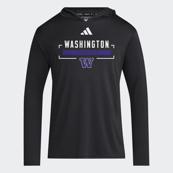 Men's adidas Black Washington Huskies D4T Long Sleeve Hooded T-Shirt