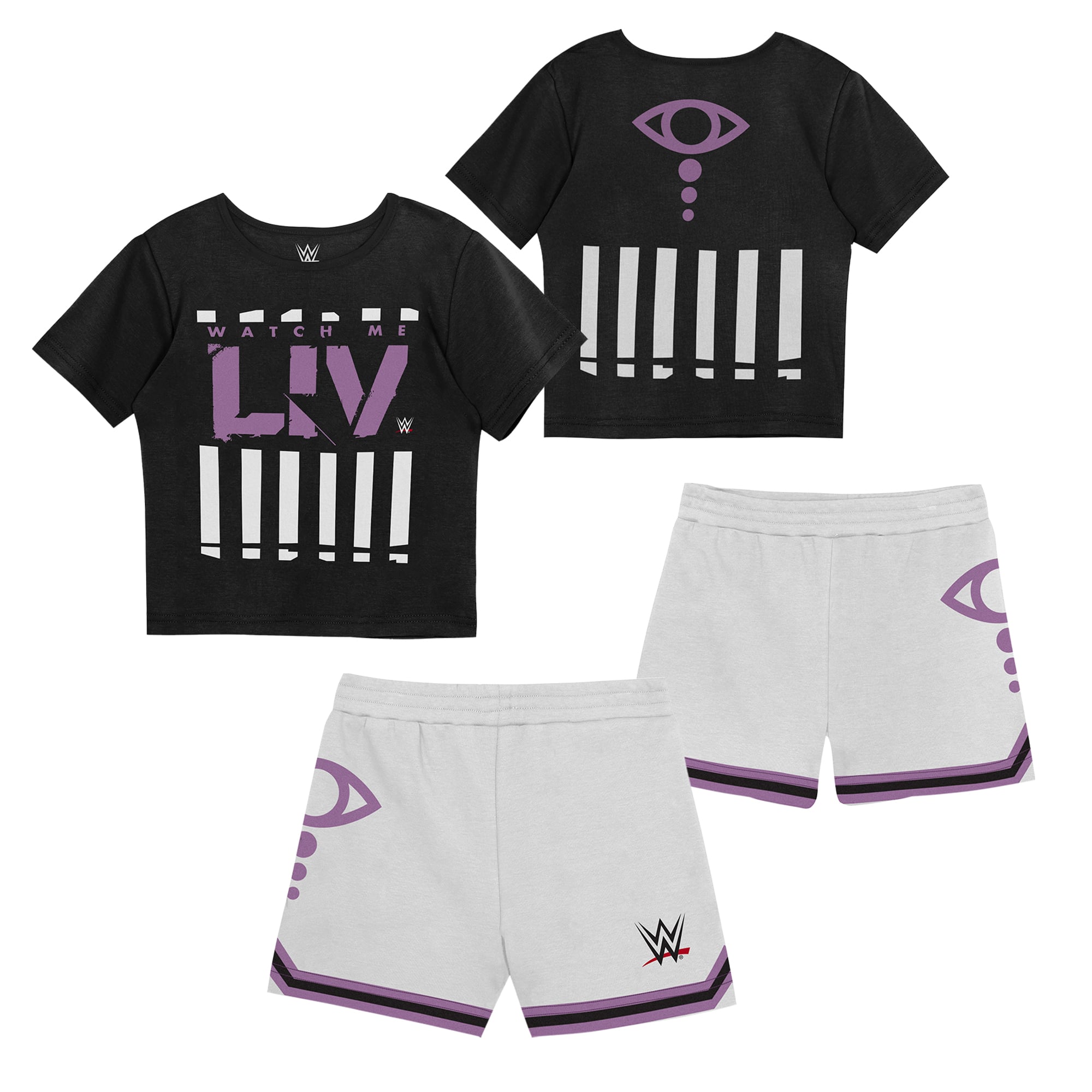 Toddler Mitchell & Ness  Black/White Liv Morgan Play by Place Two-Pack T-Shirt & Shorts Set