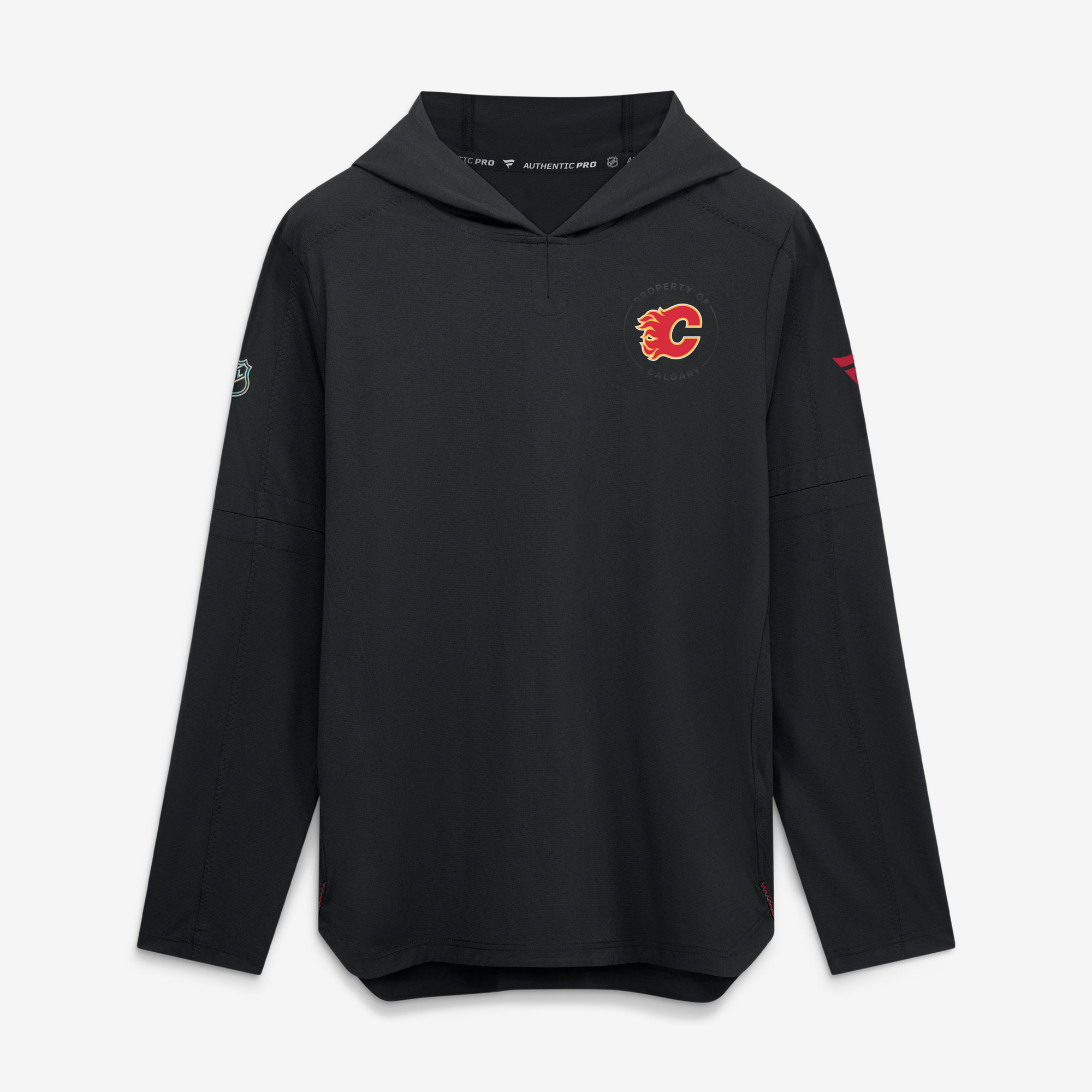 Men's Fanatics Black Calgary Flames Authentic Pro Train Lightweight Pullover Hoodie
