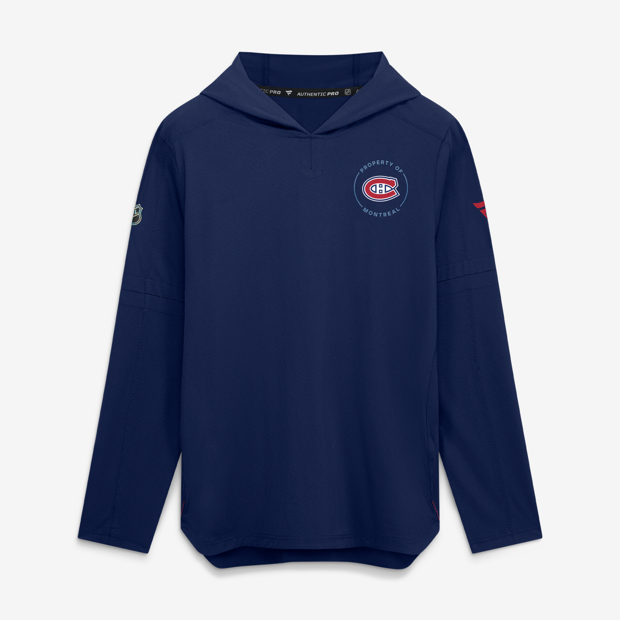 Men's Fanatics Navy Montreal Canadiens Authentic Pro Train Lightweight Pullover Hoodie