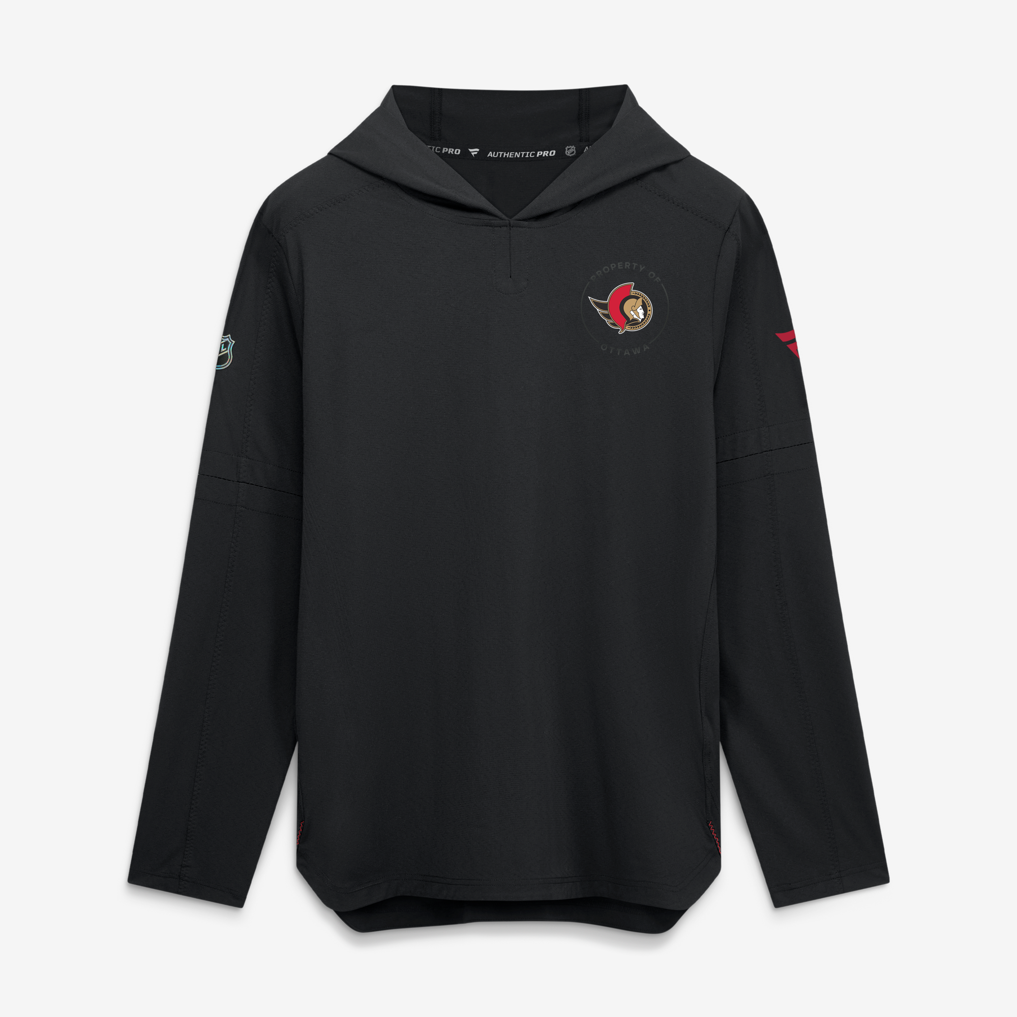 Men's Fanatics Black Ottawa Senators Authentic Pro Train Lightweight Pullover Hoodie
