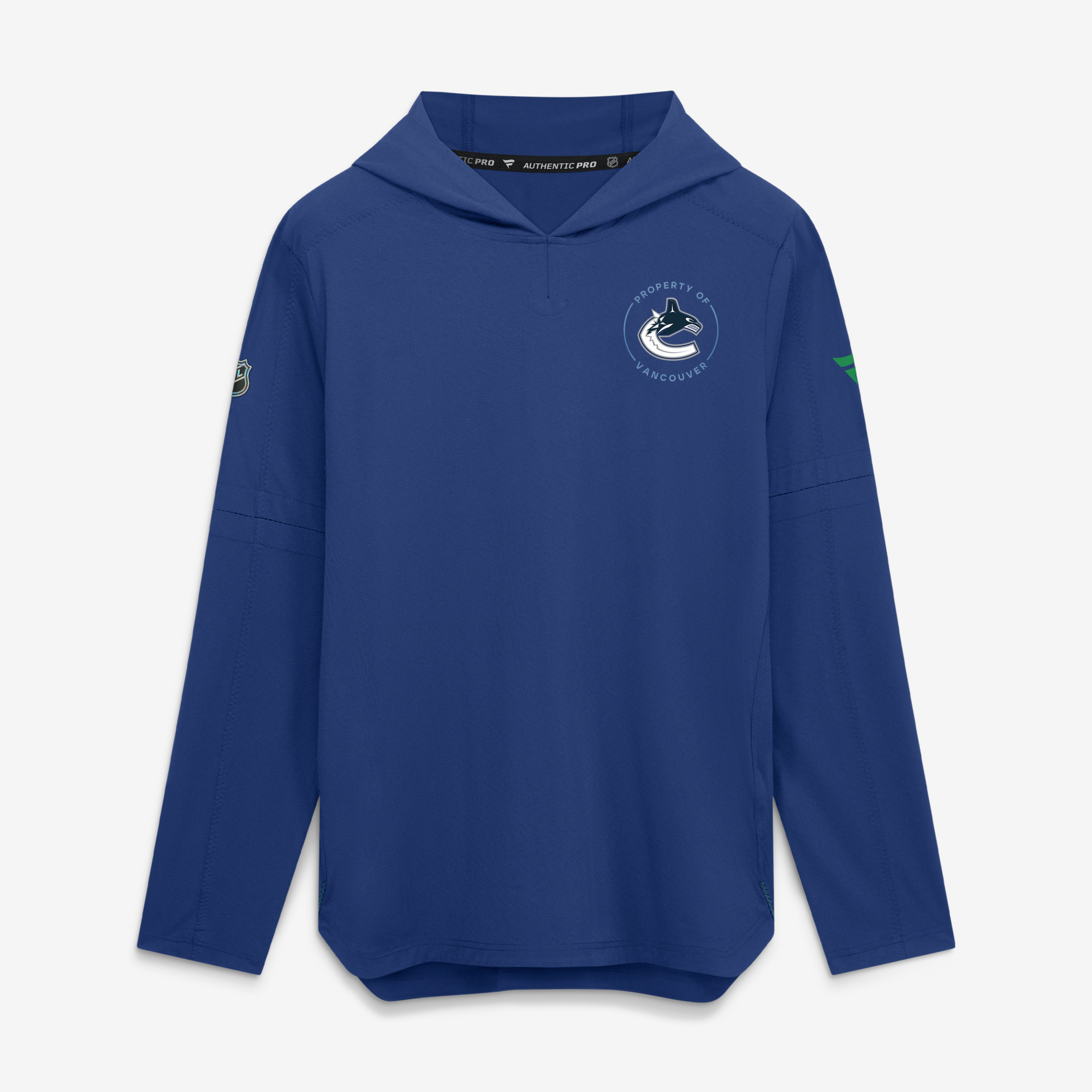 Men's Fanatics Blue Vancouver Canucks Authentic Pro Train Lightweight Pullover Hoodie