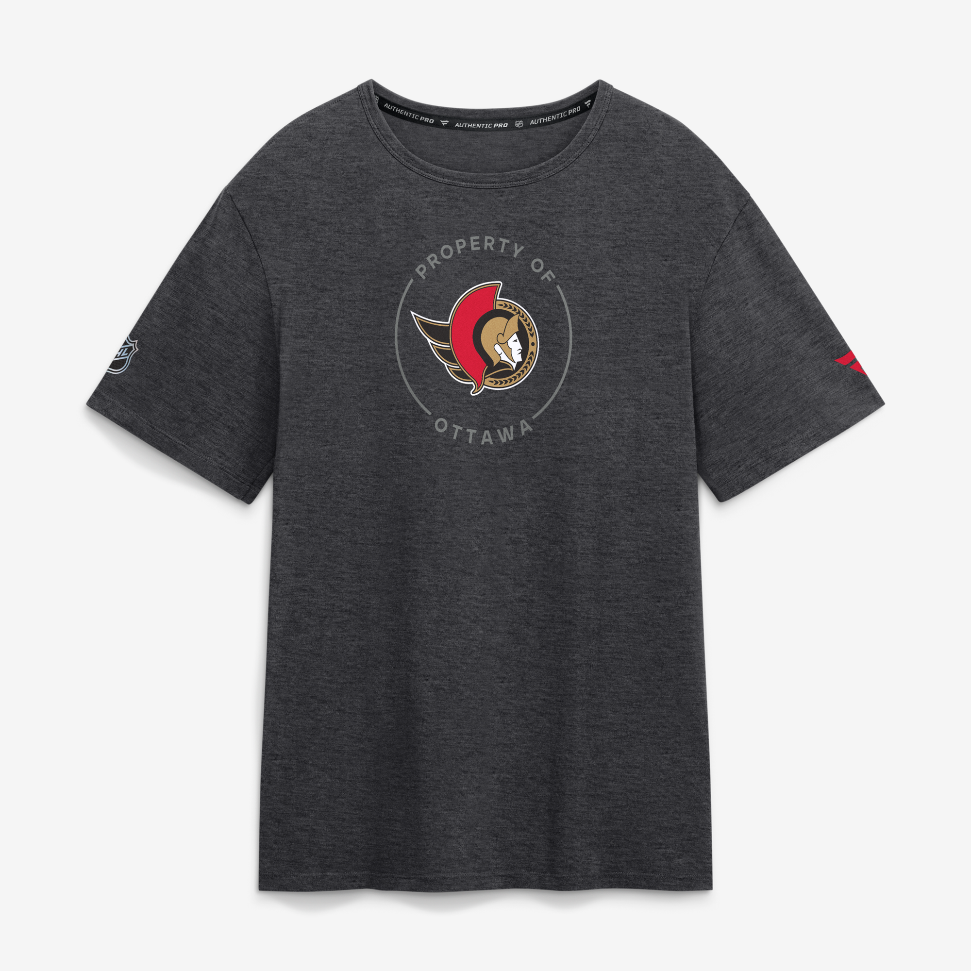Men's Fanatics Heather Charcoal Ottawa Senators Authentic Pro Property Of T-Shirt