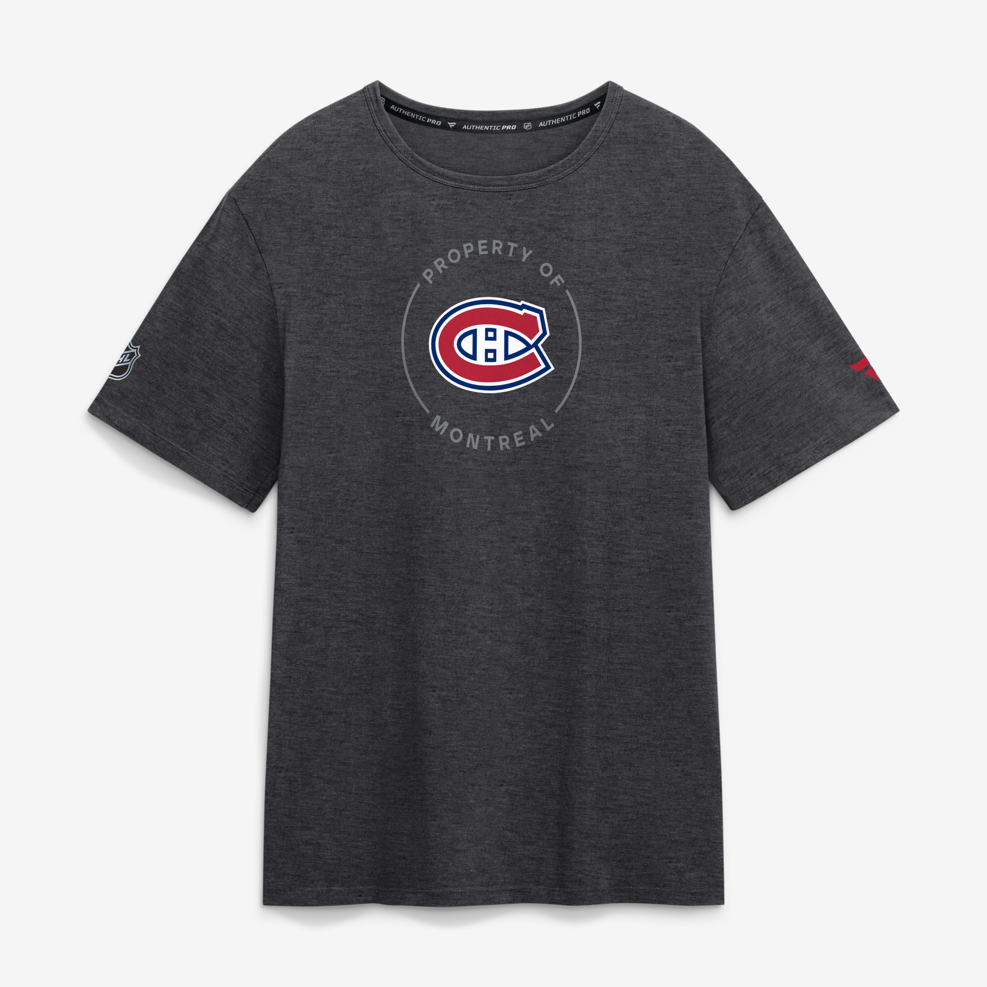 Men's Fanatics Heather Charcoal Montreal Canadiens Authentic Pro Property Of T-Shirt